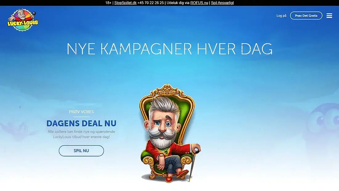 LuckyLouis Casino kampagneside med velkomstbonus mandag reload og cashback
