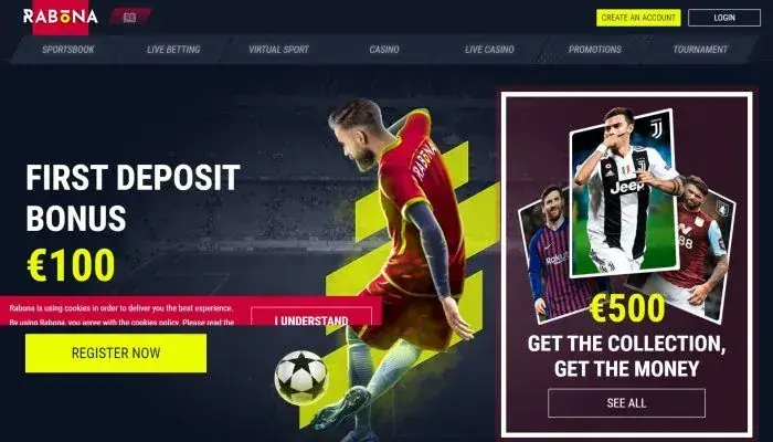 Rabona Casino, screenshot af hjemmesiden